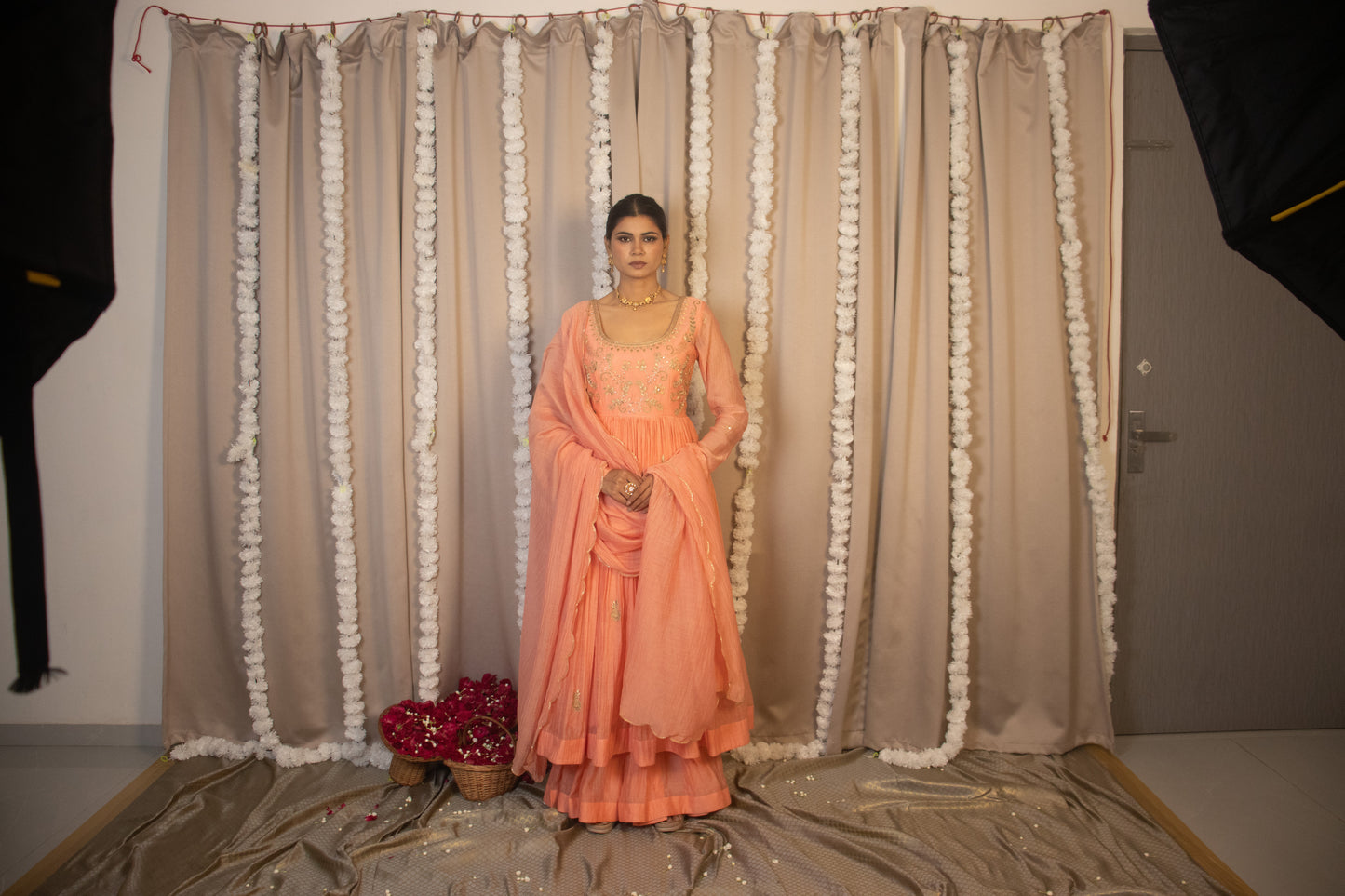 Peach Chitra Anarkali Set