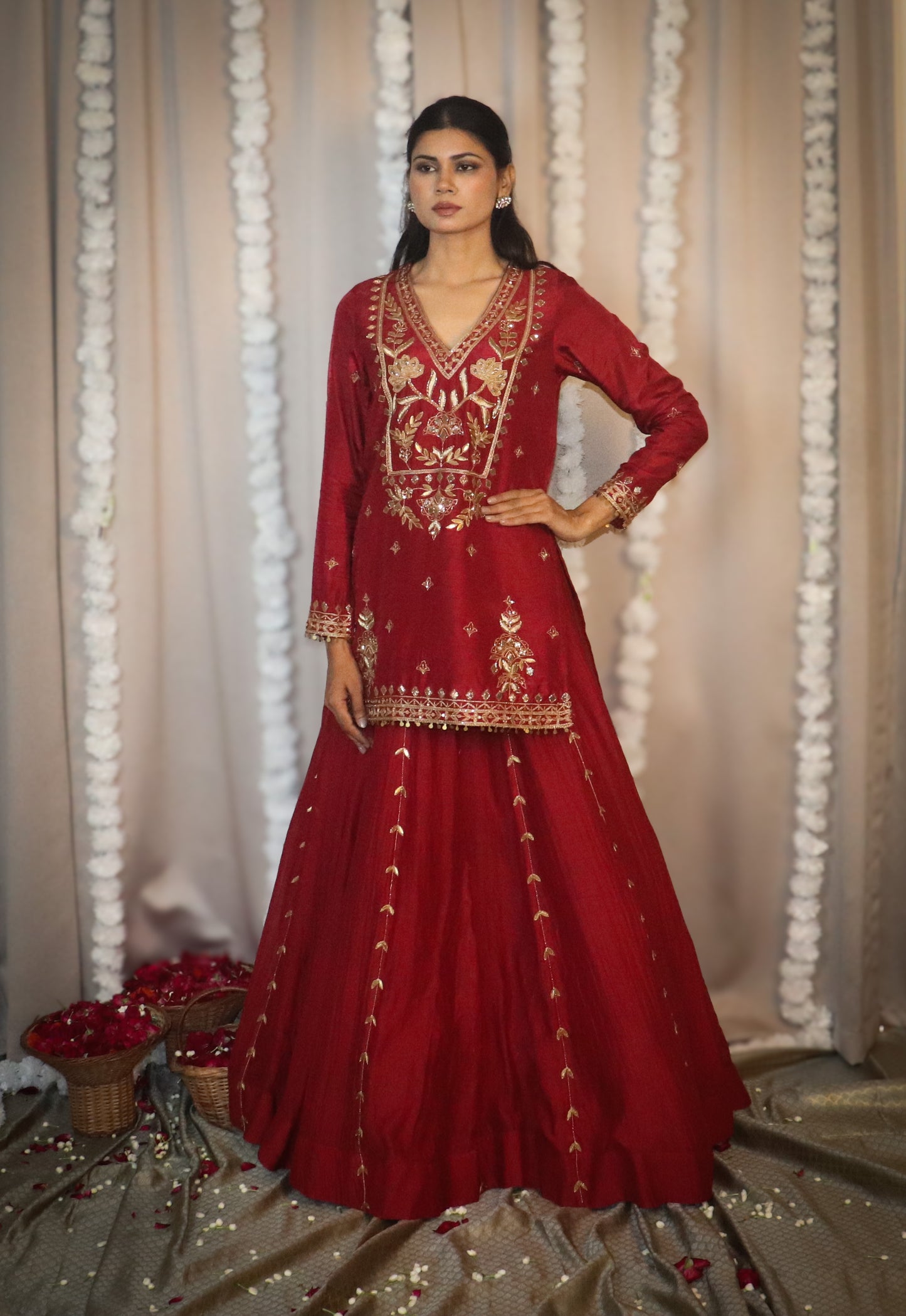 Red Gulmohar Lehenga Set