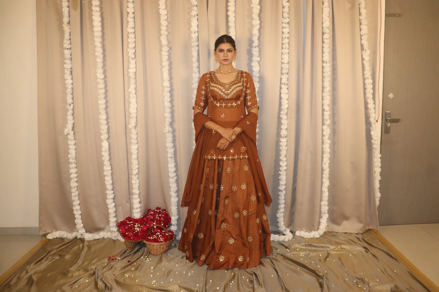 Brown Zariya Lehenga Set