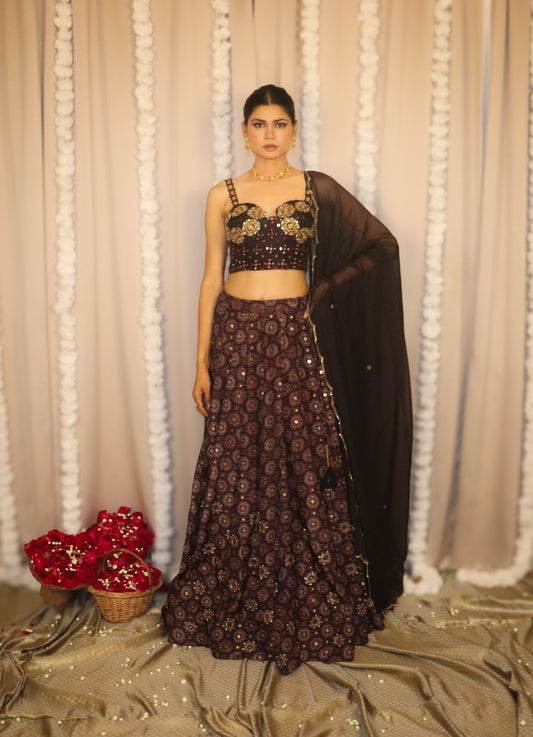 Ajrakh Qala Lehenga Set