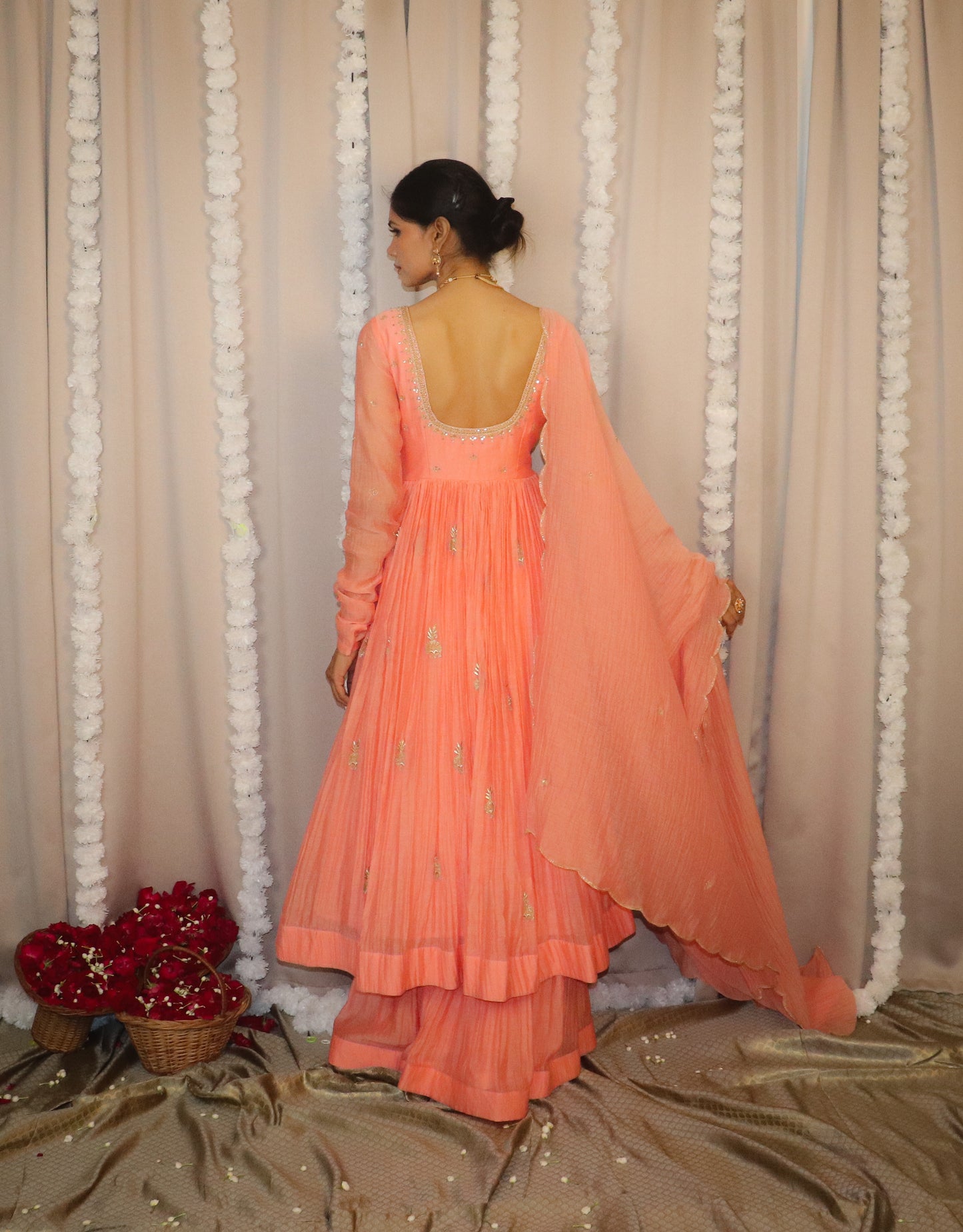 Peach Chitra Anarkali Set
