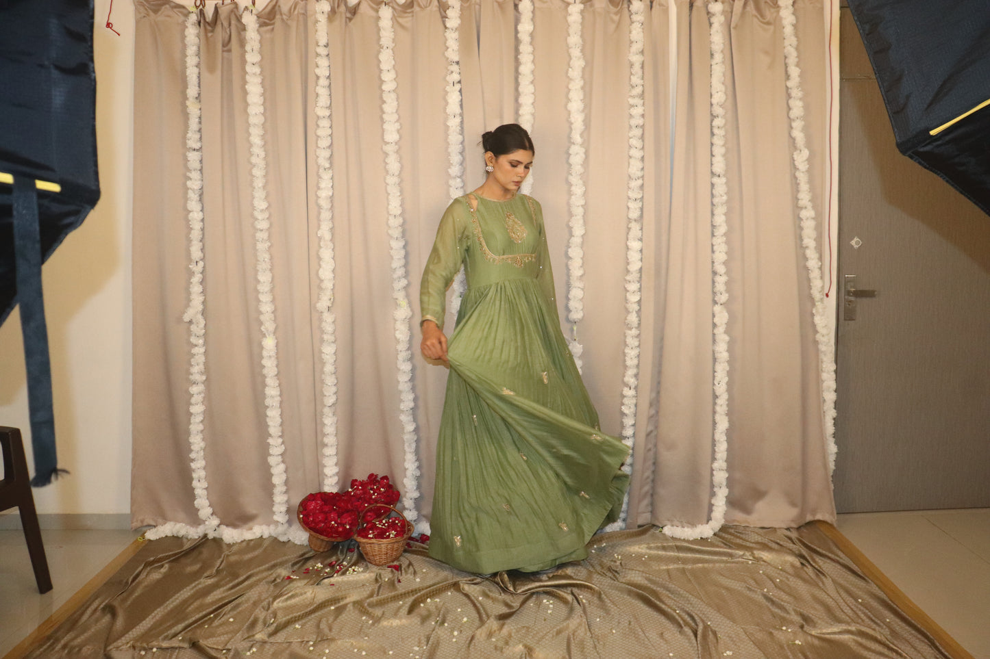 Sage Noor Anarkali Set