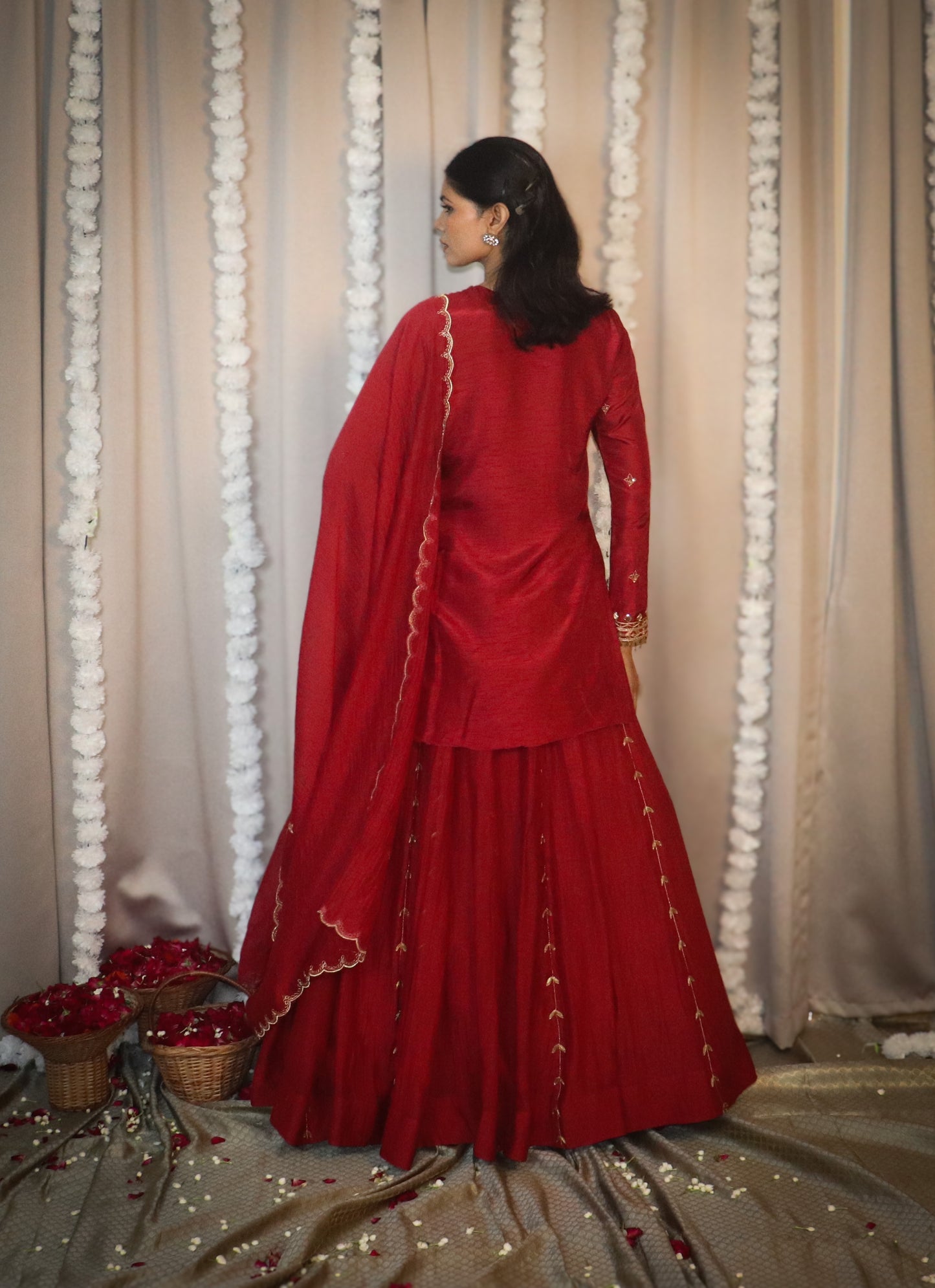 Red Gulmohar Lehenga Set